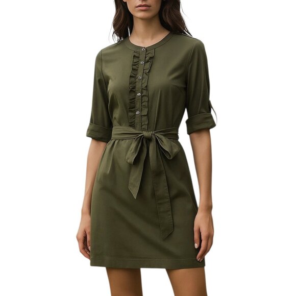 Talbots Ruffle Front Tab Sleeve Mini Dress - Picture 1 of 16